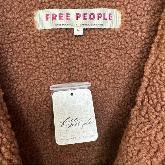 NWT Free People Diogo Oversized Colorblock Faux Sherpa Suede Brown Coat Jacket - Picture 6 of 12